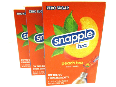 Snapple Peach Tea ~ 6 Packets ~ Low Calorie ~ Drink Mix ~ Lot of 3