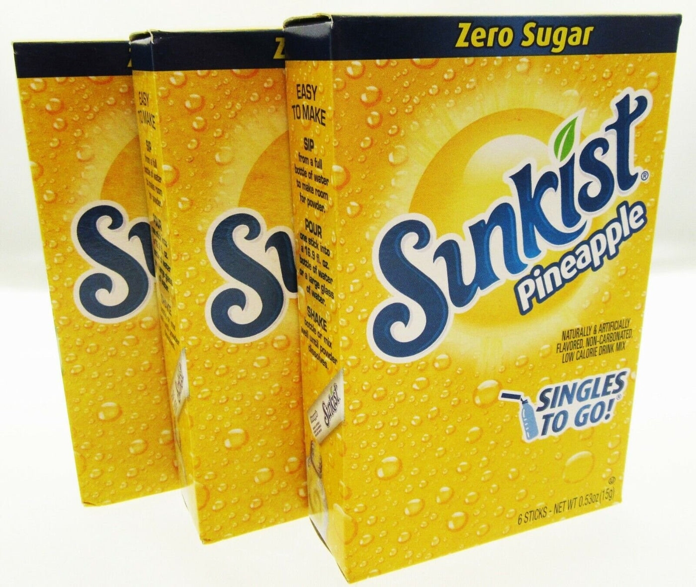 Sunkist Pineapple ~ Packets ~ Zero Sugar Free ~ Drink Mix ~ 3 Boxes