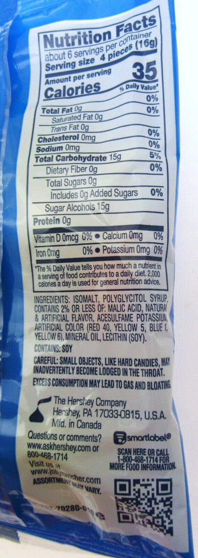 Jolly Rancher ~ ZERO SUGAR FREE  ~ Hard Candy ~ 3.6 oz Bags ~ Lot of 2 sweets