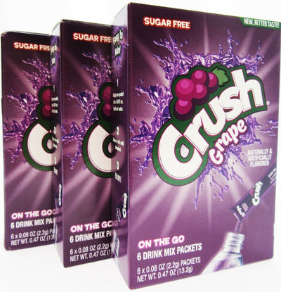 Grape Crush ~ Packets ~ Sugar Free ~ Drink Mix ~ Lot of 3