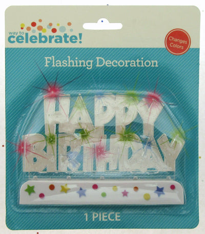 Multi Color Flashing Cake Topper ~ Happy Birthday ~ Way to Celebrate