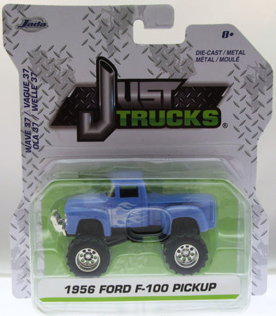 1956 Ford F-100 Pickup ~ Blue with Flames ~ Die Cast Metal ~ Just Trucks