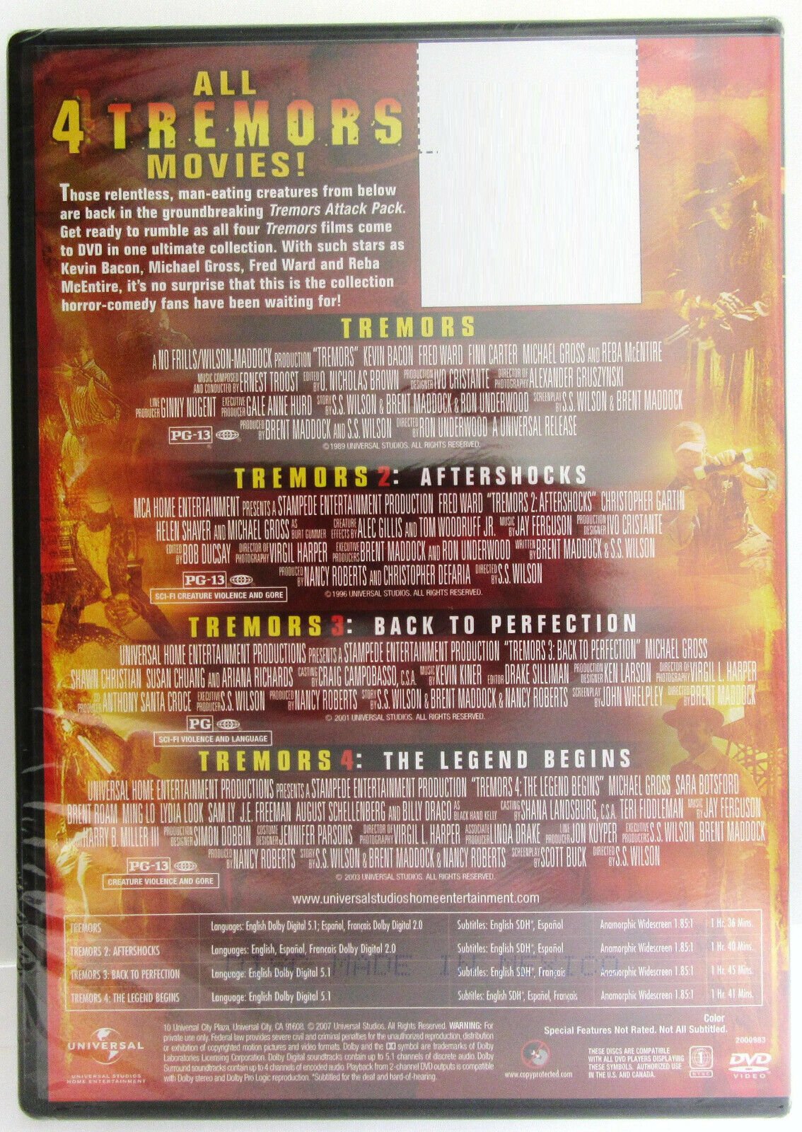 Tremors ~ Attack Pack ~ 4 Film Collection ~ Movie ~ New DVD