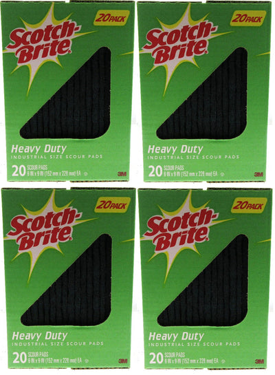Scotch Brite Heavy Duty Industrial Size Box of 20 Scour Pads 6"x9" ~ Lot of 4