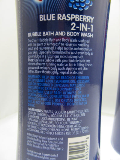 Airheads Blue Raspberry 2-in-1 Bubble Bath & Moisturizing Body Wash Lot of 2