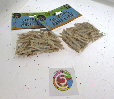 Mini Clothes Pins ~ Craft Doll House Miniatures 50 Pieces ~ Lot of 2 Clothespins