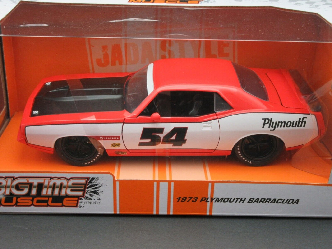 1973 Plymouth Barracuda ~ Die Cast Car ~ Jada ~ Big Muscle ~ Red & White ~ 1:24