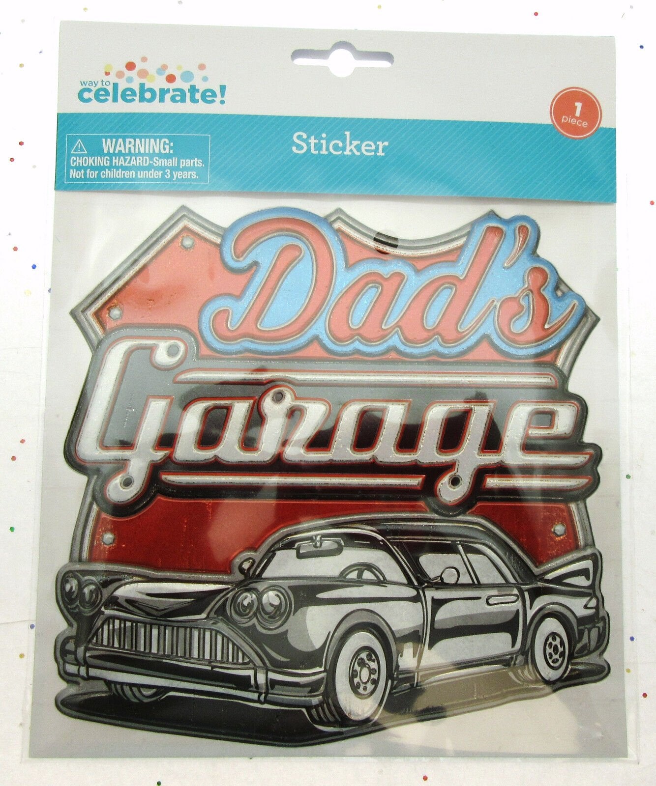 Dad's Garage Car Wall Sticker ~ 7 x 7 inch ~ Peel and Stick ~ Decor