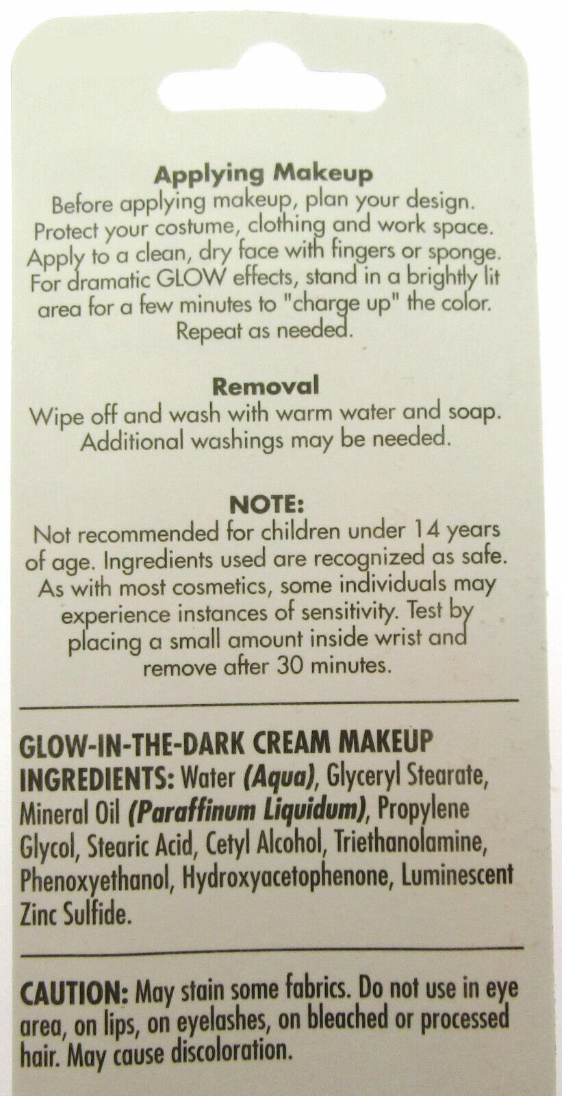 Halloween Glow In The Dark Cream Make Up ~ 1oz Tube