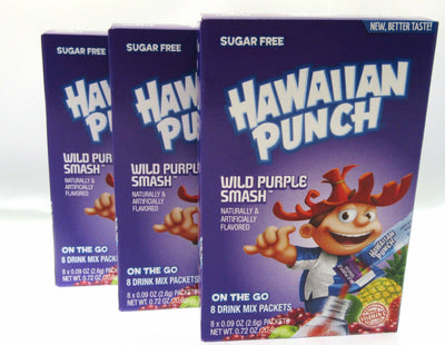 Hawaiian Punch Wild Purple Smash ~  Packets ~ Sugar Free ~ Drink Mix ~ Lot of 3
