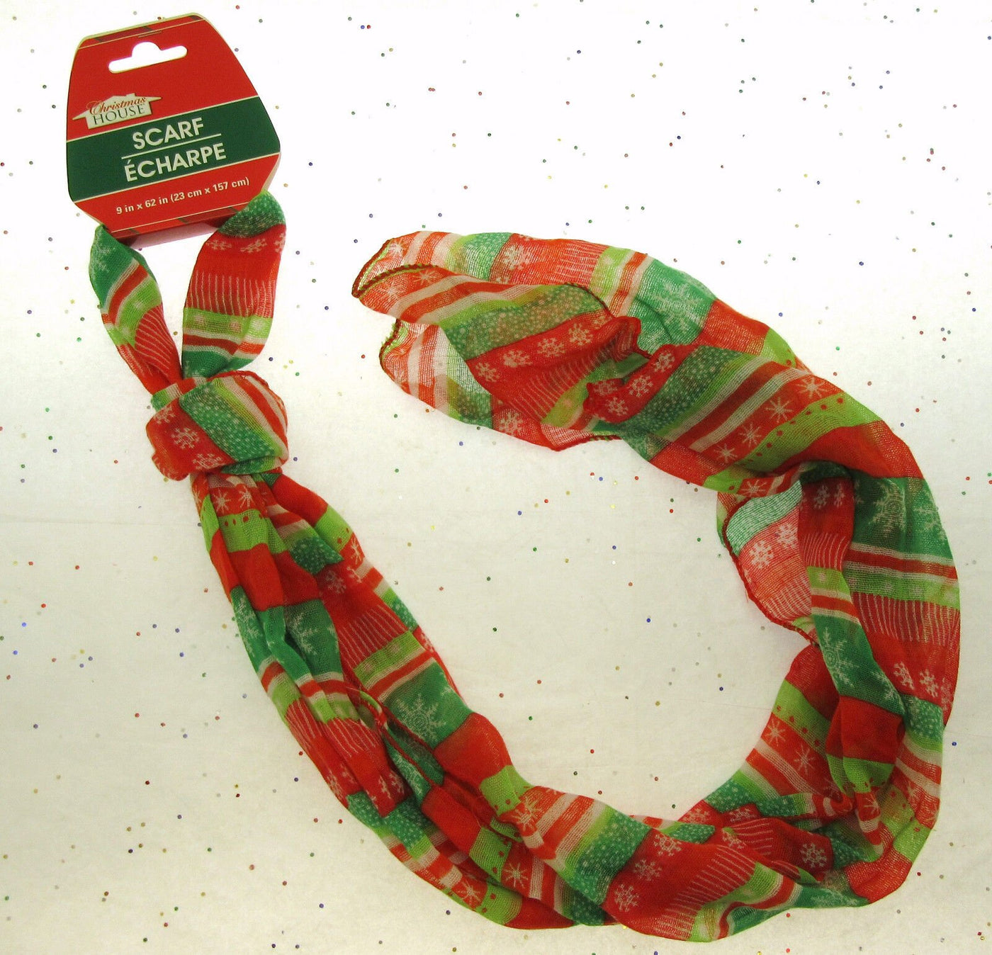 Holiday Scarf ~ Red White and Green ~ Seasonal ~ Snow Flake ~ Light Weight