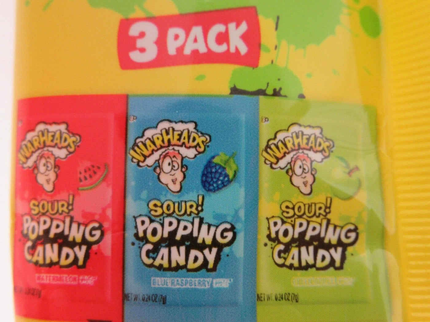 Warheads Sour Popping Candy Extreme SOUR hard candy 3 flavor ~ Lot of 3