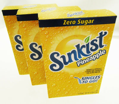 Sunkist Pineapple ~ Packets ~ Zero Sugar Free ~ Drink Mix ~ 3 Boxes