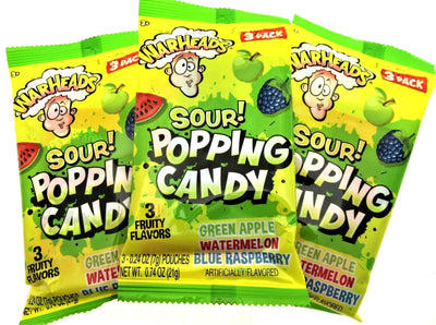 Warheads Sour Popping Candy Extreme SOUR hard candy 3 flavor ~ Lot of 3