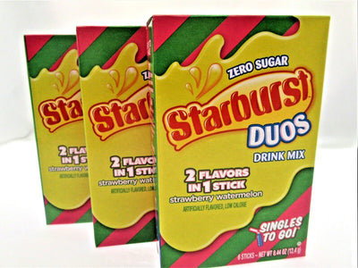 NEW! Starburst DUOS Strawberry Melon ~ Packets Zero Sugar Free Drink Mix3 Boxes