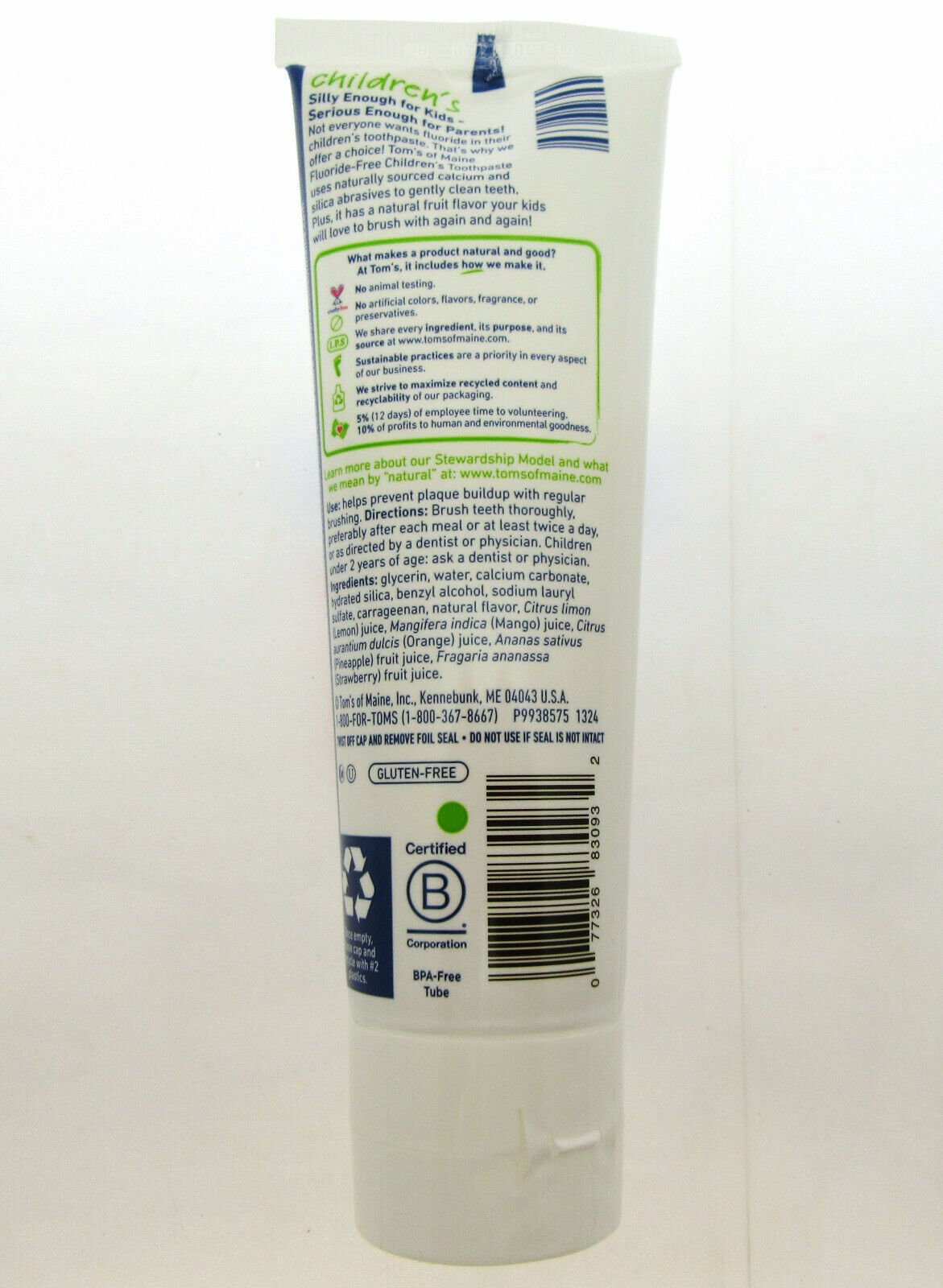 Tom's Fluoride Free Natural Childrens Toothpaste ~ Silly Strawberry ~ 4.2oz
