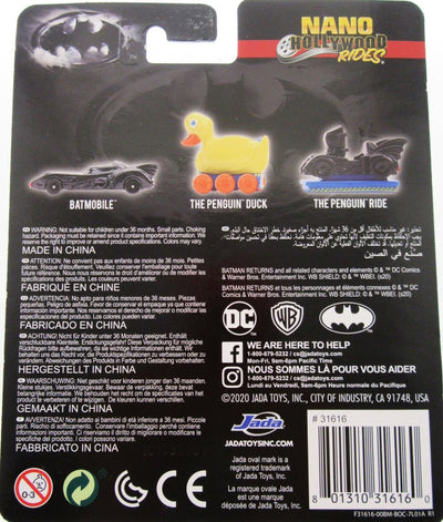 BATMAN Nano Hollywood Rides ~ Jada Batmobile, Penguin Duck & Ride Die Cast Cars