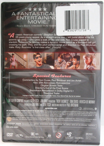 Risky Business ~ 1983 ~ Tom Cruise ~ Rebecca De Mornay ~ Movie ~ New DVD