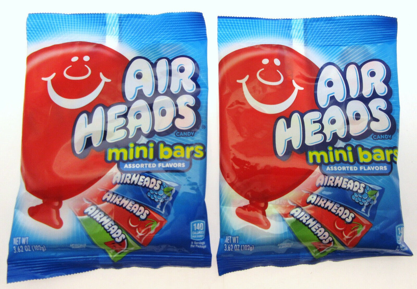 Airheads Mini Bars Chewy Taffy Candy Air Head 3.62oz bag ~ Lot of 2 sweets