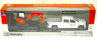 KX040 Kubota Excavator and Chevrolet 1500 Silverado Crew Cab 1:46 Scale