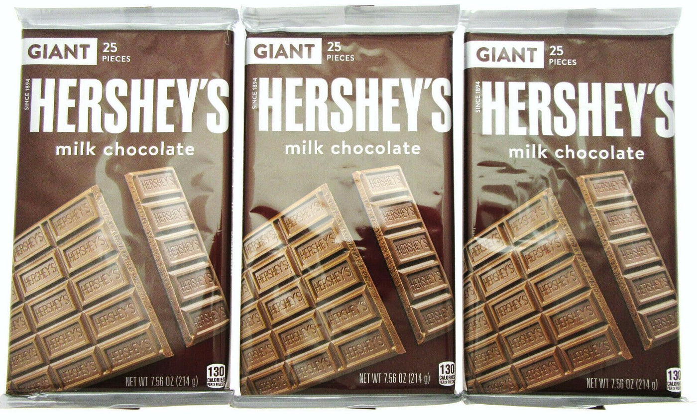 Hershey's Milk Chocolate Bar ~ Giant Size 7.56 ounce ~ Lot of 3