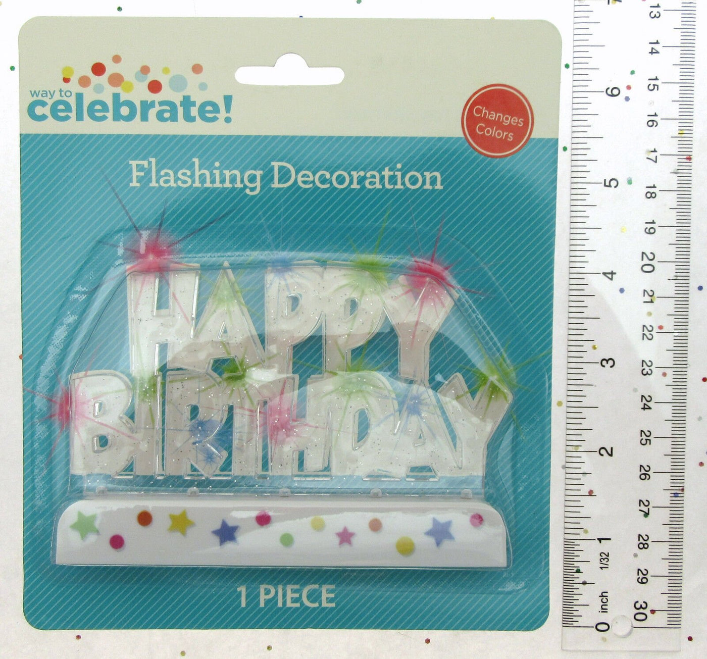 Multi Color Flashing Cake Topper ~ Happy Birthday ~ Way to Celebrate