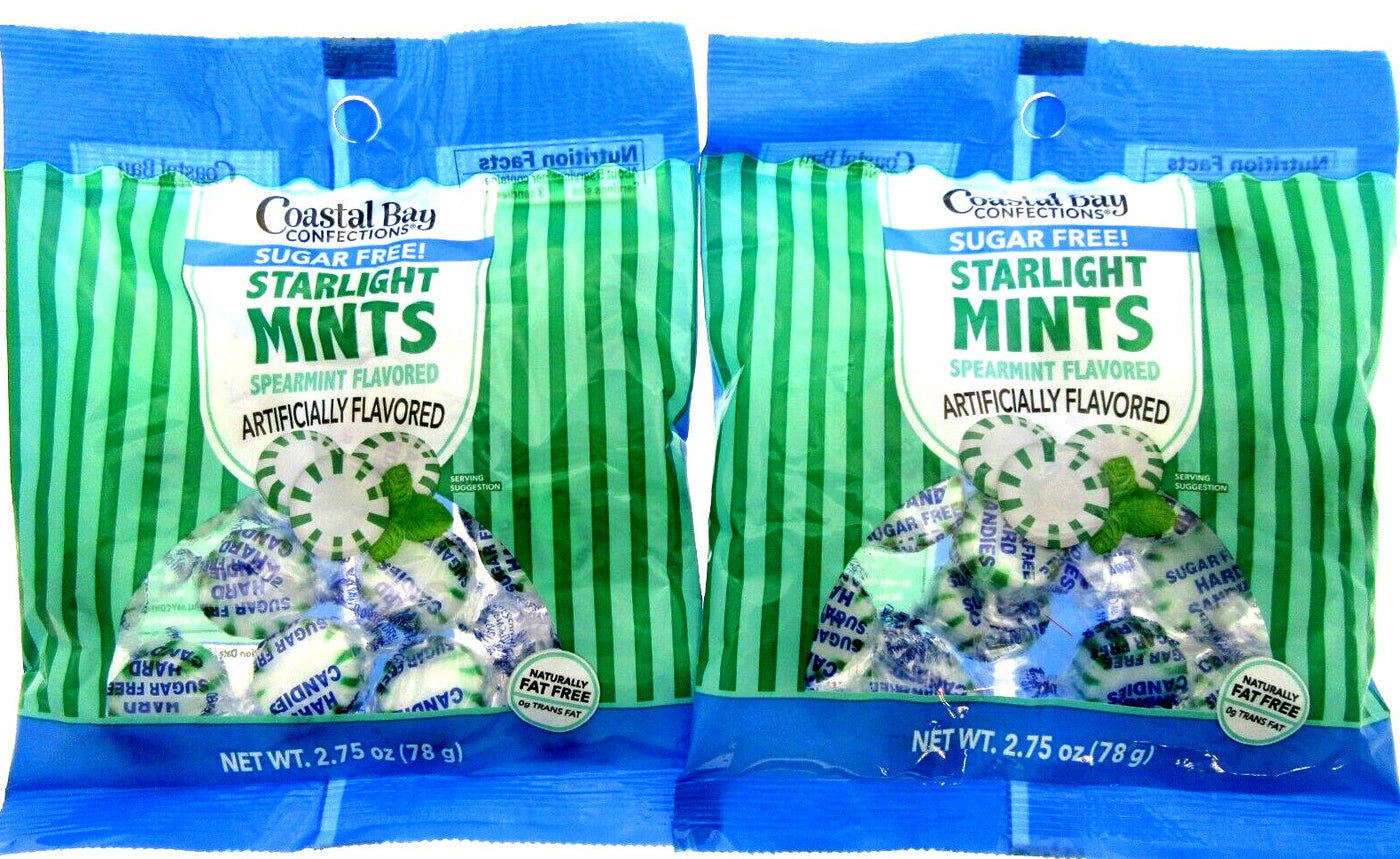 Spearmint Sugar Free Coastal Bay Hard Candy 2.75oz bag Lot of 2