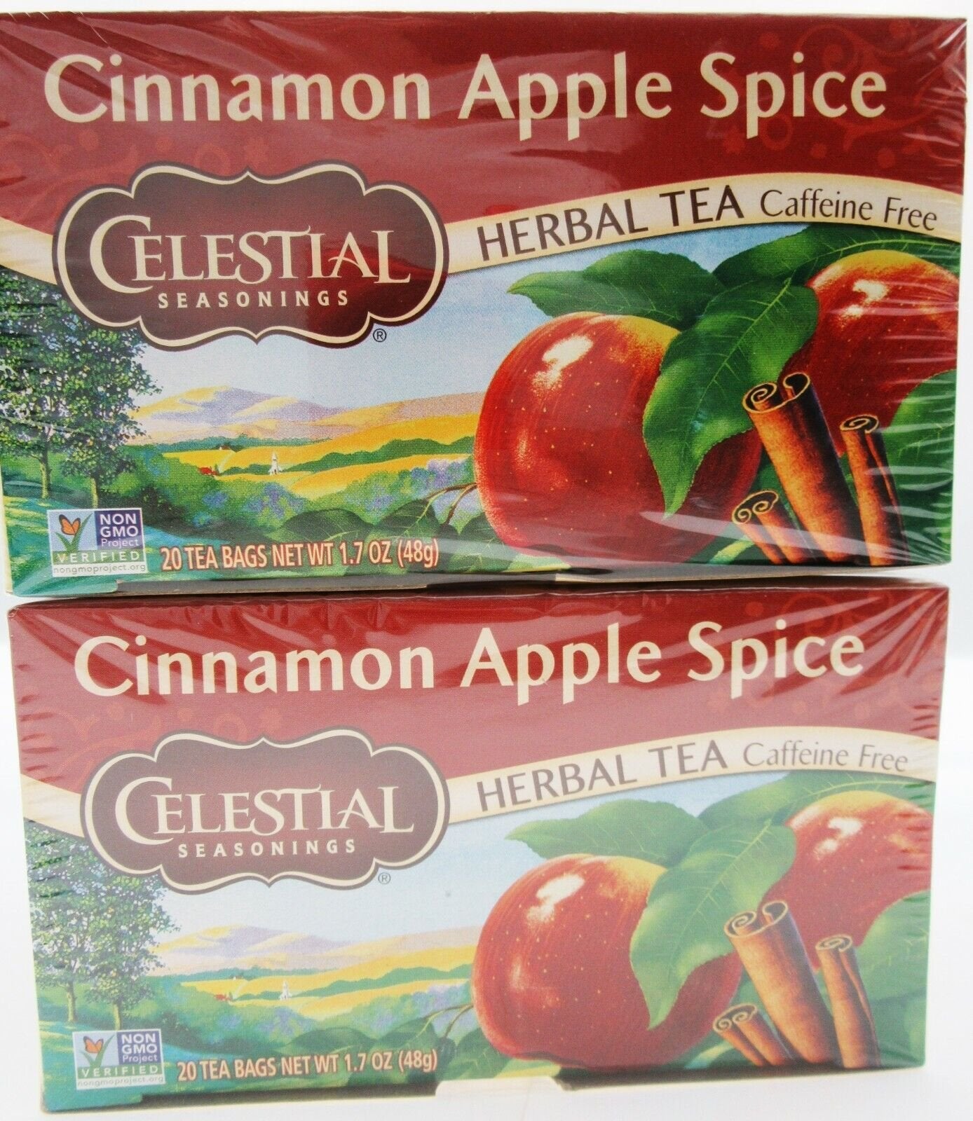 Celestial Cinnamon Apple Spice Herbal Tea 20 bags each ~ Lot of 2