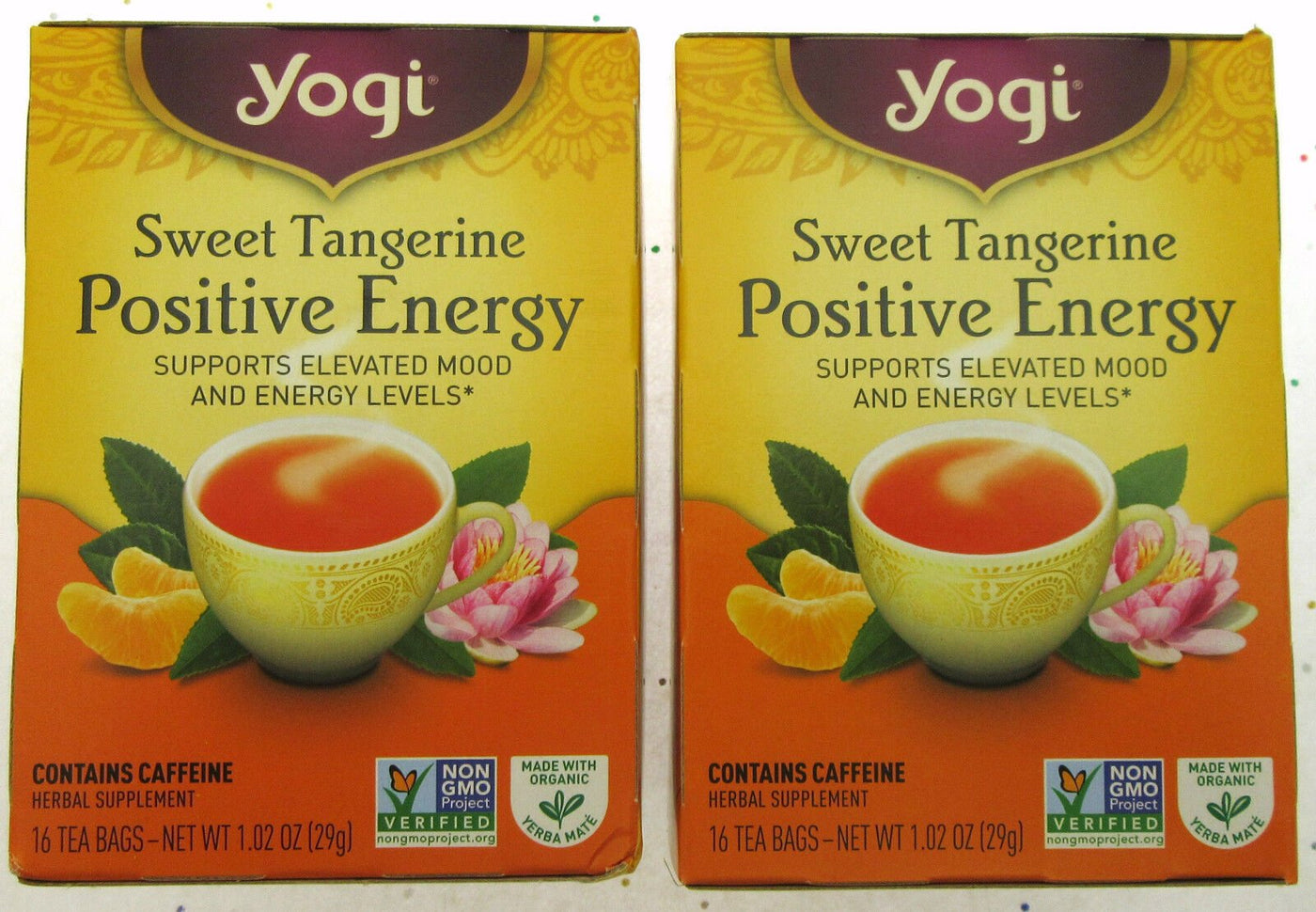 Yogi Sweet Tangerine ~ 1.02oz ~ Positive Energy ~ 16 Tea bags ~ Lot of 2