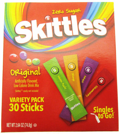 NEW! Skittles ~ 30 Sticks ~ Zero Sugar Free ~ Drink Mix