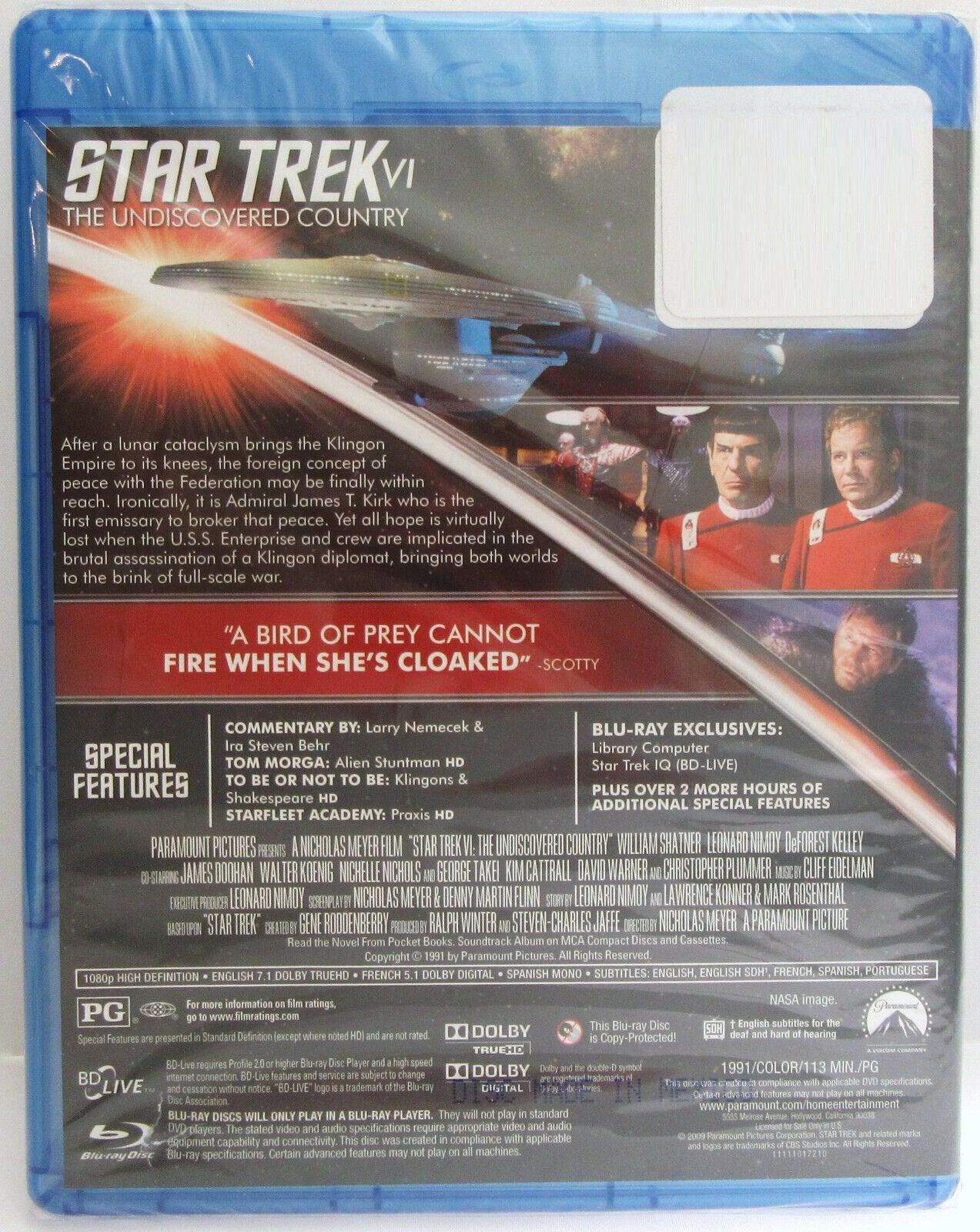 Star Trek 6: The Undiscovered Country ~ Shatner Nimoy ~ Movie ~ New Blu-ray