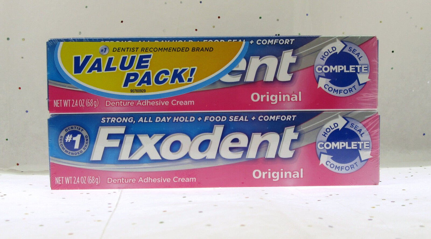 Fixodent Denture Adhesive Cream Original  2 PK false teeth tooth partial
