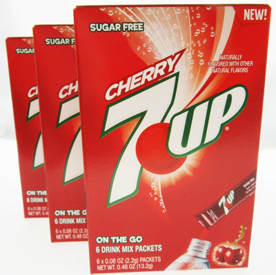7up Cherry ~ Packets ~ Sugar Free ~ Drink Mix ~ Lot of 3