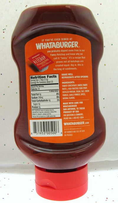 Whataburger Fancy Ketchup "Wake Up You Taste Buds" ~ 20oz Bottle ~ Lot of 2