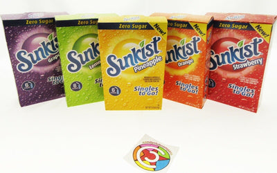 NEW! Sunkist ~ 6 Packets ~ Zero Sugar Free ~ Drink Mix ~ 5 Boxes