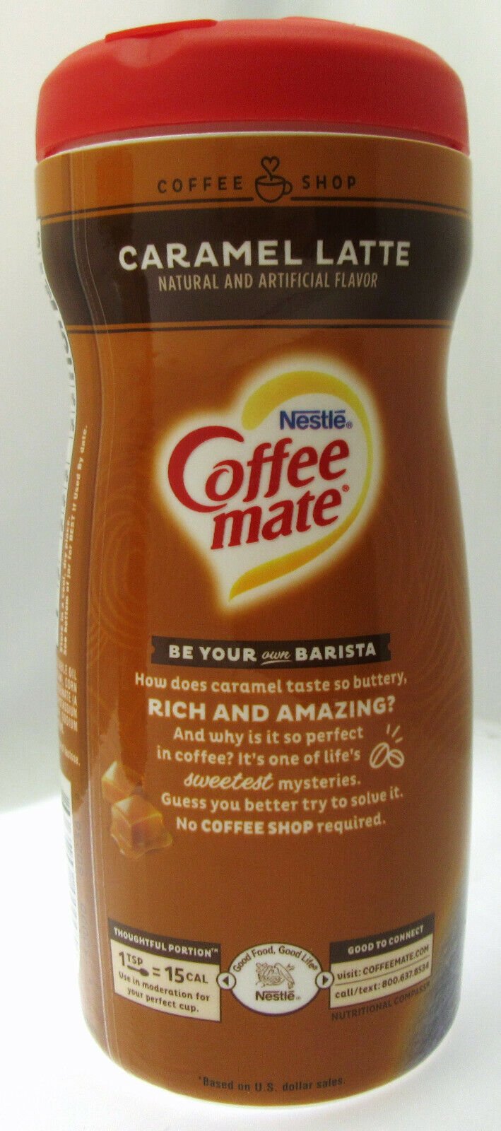 Coffee Mate ~ Caramel Latte ~ Non-Dairy Creamer  15 oz container ~ Lot of 2