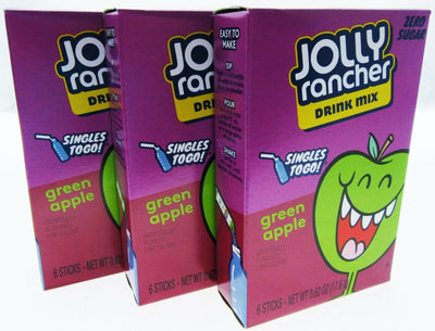 Jolly Rancher Singles Water Drink Mix ~ Sugar Free ~ 3 Boxes Green Apple