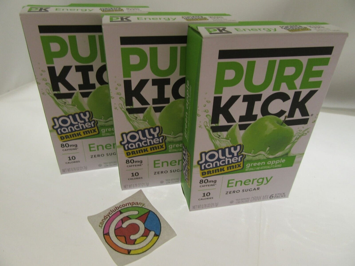 Pure Kick Energy Jolly Rancher Singles Water Drink Mix Sugar Free 3 Green Apple