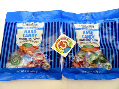 Assorted Fruit Sugar Free Coastal Bay Hard Candy 2.75oz bag Lot of 2