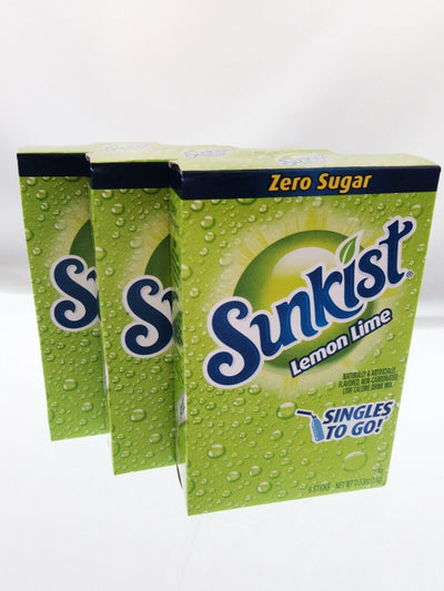 Sunkist Lemon Lime ~ Packets ~ Zero Sugar Free ~ Drink Mix ~ 3 Boxes