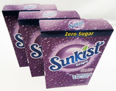 Sunkist Grape ~ Packets ~ Zero Sugar Free ~ Drink Mix ~ 3 Boxes