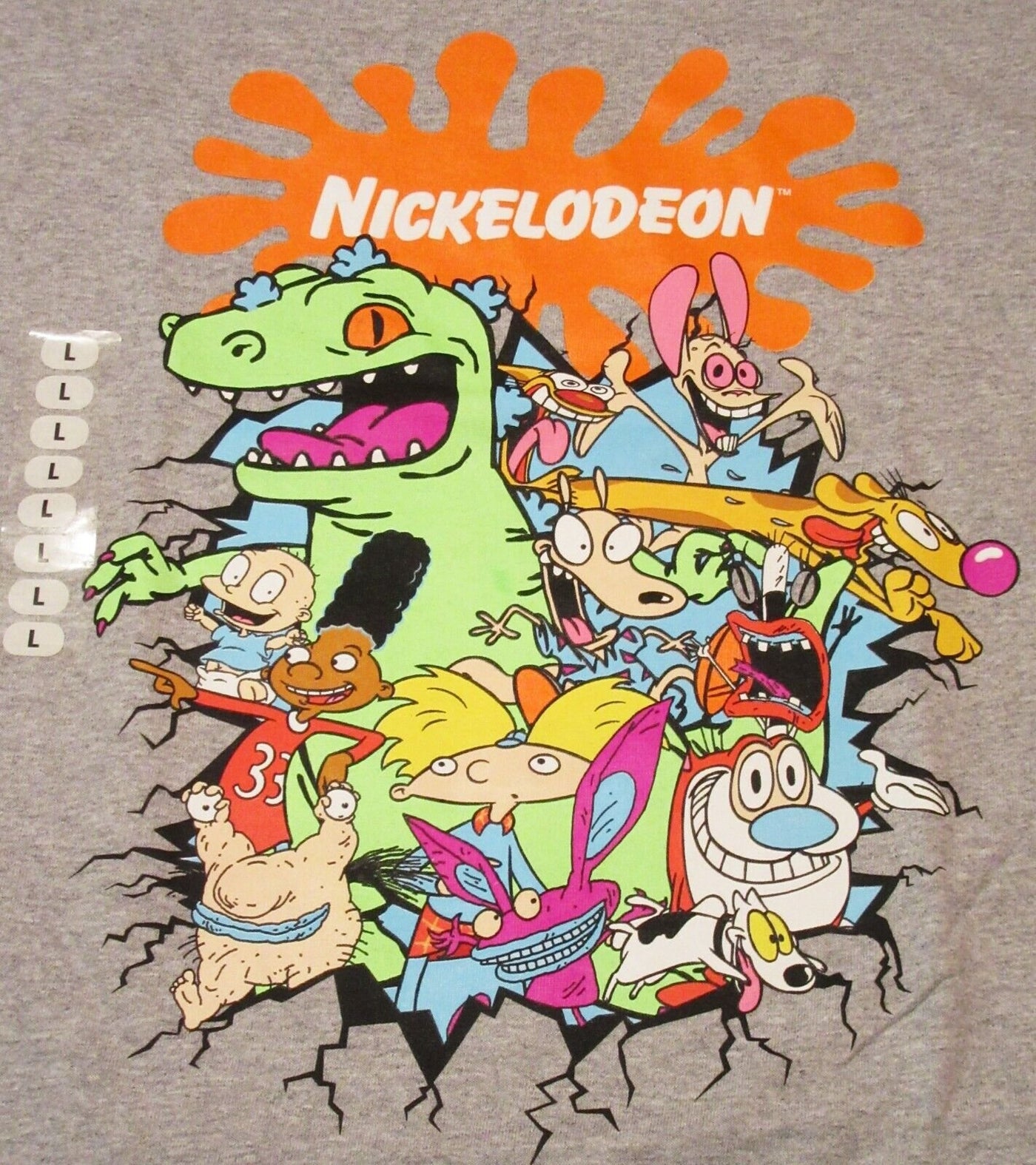 Nickelodeon Large  T-Shirt  ~ Size L ~ Grey Gray T Shirt
