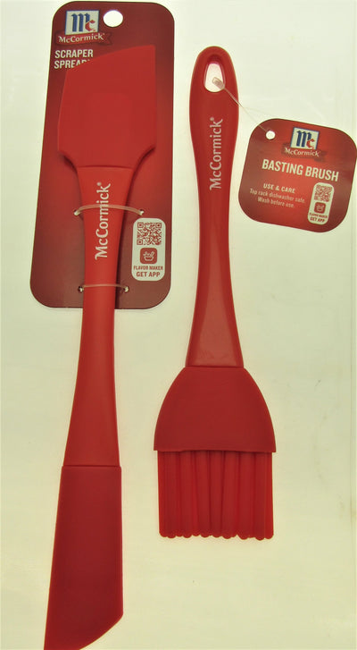 McCormick Silicone Basting Brush Silicone Double Spatula RED Essentials Kit
