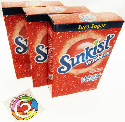 Sunkist Strawberry ~ Packets ~ Zero Sugar Free ~ Drink Mix ~ 3 Boxes