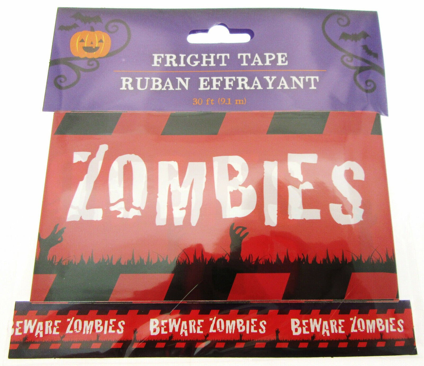 Fright Tape ~ Beware Zombies ~ Halloween Decoration ~ 30 Feet