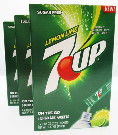 7up Lemon Lime ~ Packets ~ Sugar Free ~ Drink Mix ~ Lot of 3