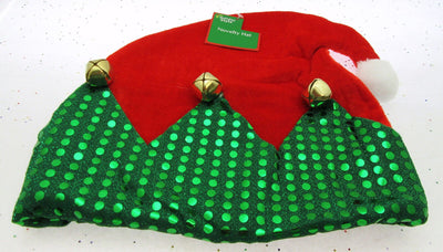 Holiday Elf Hat ~ Fluffy Green and Red ~ Happy Holidays ~ Seasonal ~ Bells