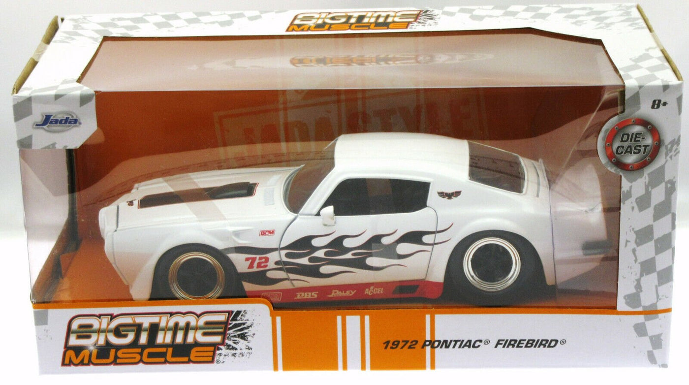 1972 Pontiac Firebird ~ White ~ Metal Die Cast Car ~ BIGTIME MUSCLE ~ 1:24