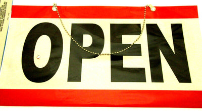 OPEN CLOSED Will Return Clock Sign with Hanger for Door Will Return - Red