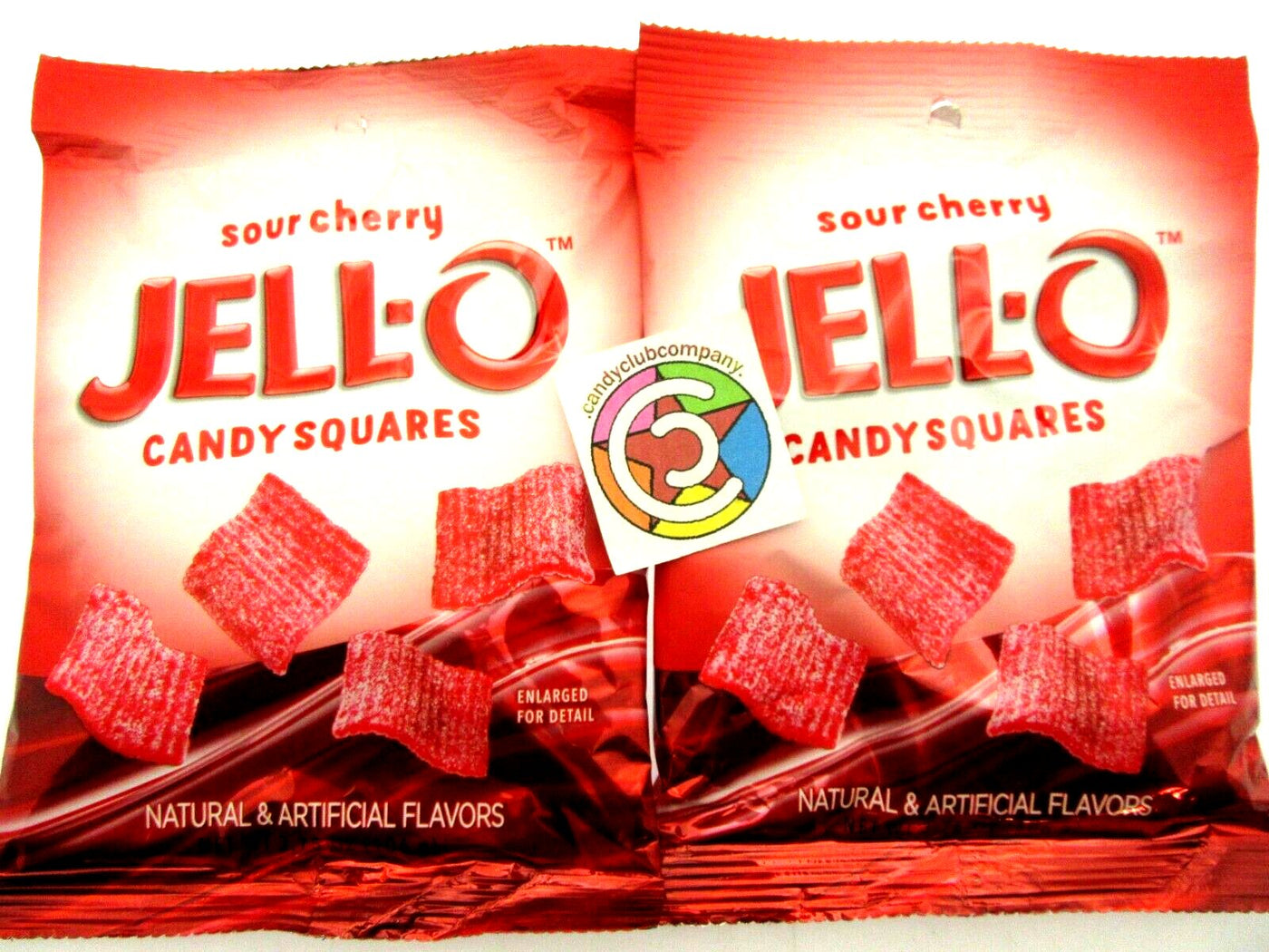 JELL-O Sour Cherry Gummy Squares Candy 3.75oz bags Jello Lot of 2